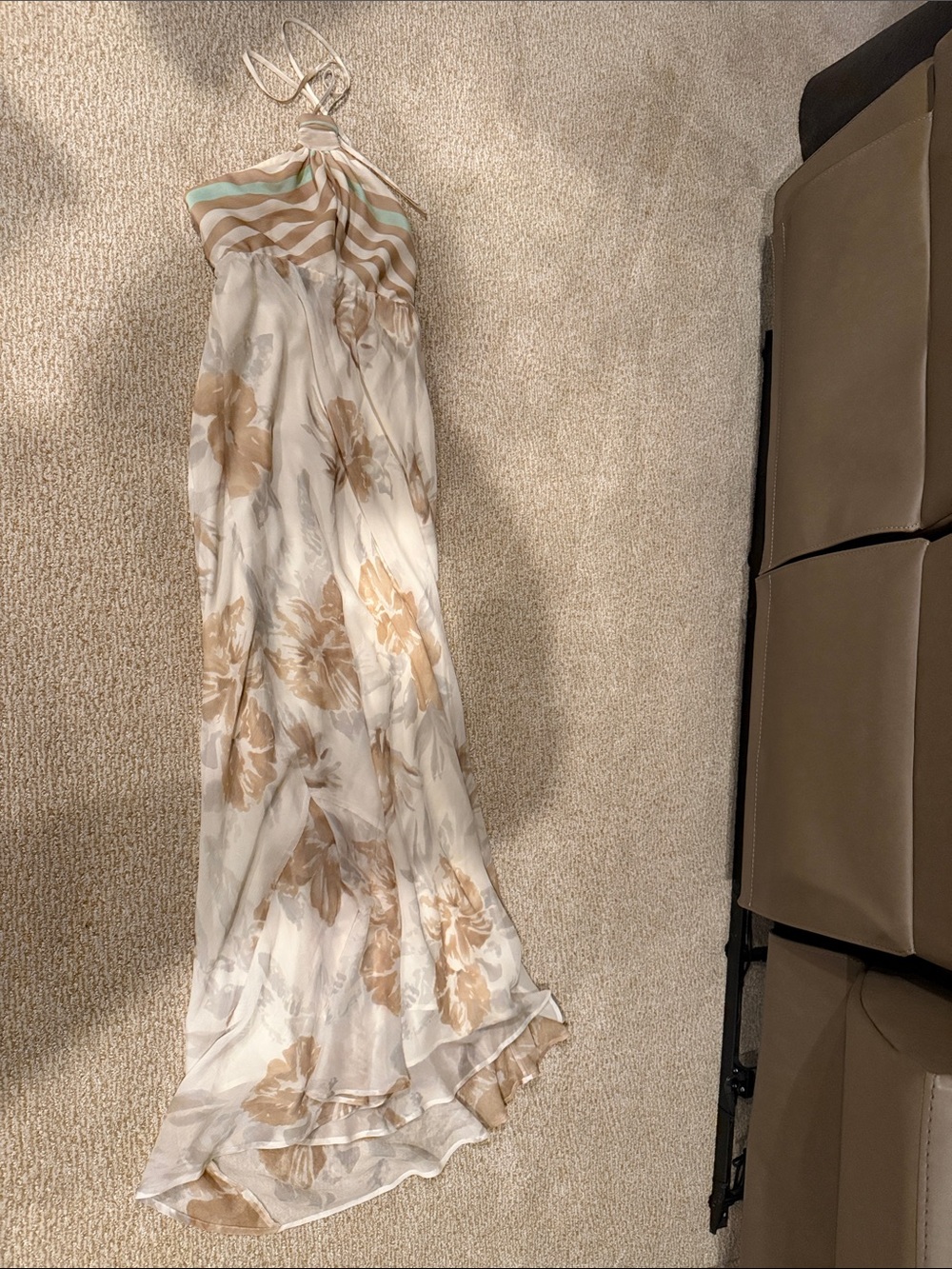 Tommy Bahama White Maxi Dress with Beige Floral Print